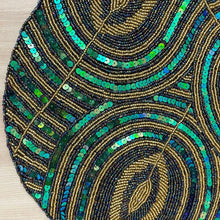 Load image into Gallery viewer, Peacock Feather Beaded Placemats (Set of 2)
