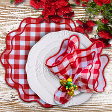 Load image into Gallery viewer, Red Gingham Embroidered Napkins, Red Napkins, Christmas Napkins, Dinner Napkins, Wedding Napkins, Party Napkins, Holiday Napkins, Luxury Table Linens, Premium Linen Napkins, Fine Dining Linen Napkins, Dining Linen Napkins, Wedding Linen Napkins, Special Occasion Napkins, Everyday Use Linen Napkins,High-quality linen napkins, Sustainable dining essentials, Elegant table decor, Linen Napkins
