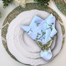 Load image into Gallery viewer, Green Leaves Embroidered Linen Napkins, Green Leaves Napkins, Linen Napkins, Dinner Napkins, Wedding Napkins, Party Napkins, Holiday Napkins, Christmas Linen Napkins, Luxury Table Linens, Premium Linen Napkins, Fine Dining Linen Napkins, Dining Linen Napkins, Wedding Linen Napkins, Special Occasion Napkins, Everyday Use Linen Napkins,High-quality linen napkins, Sustainable dining essentials, Elegant table decor
