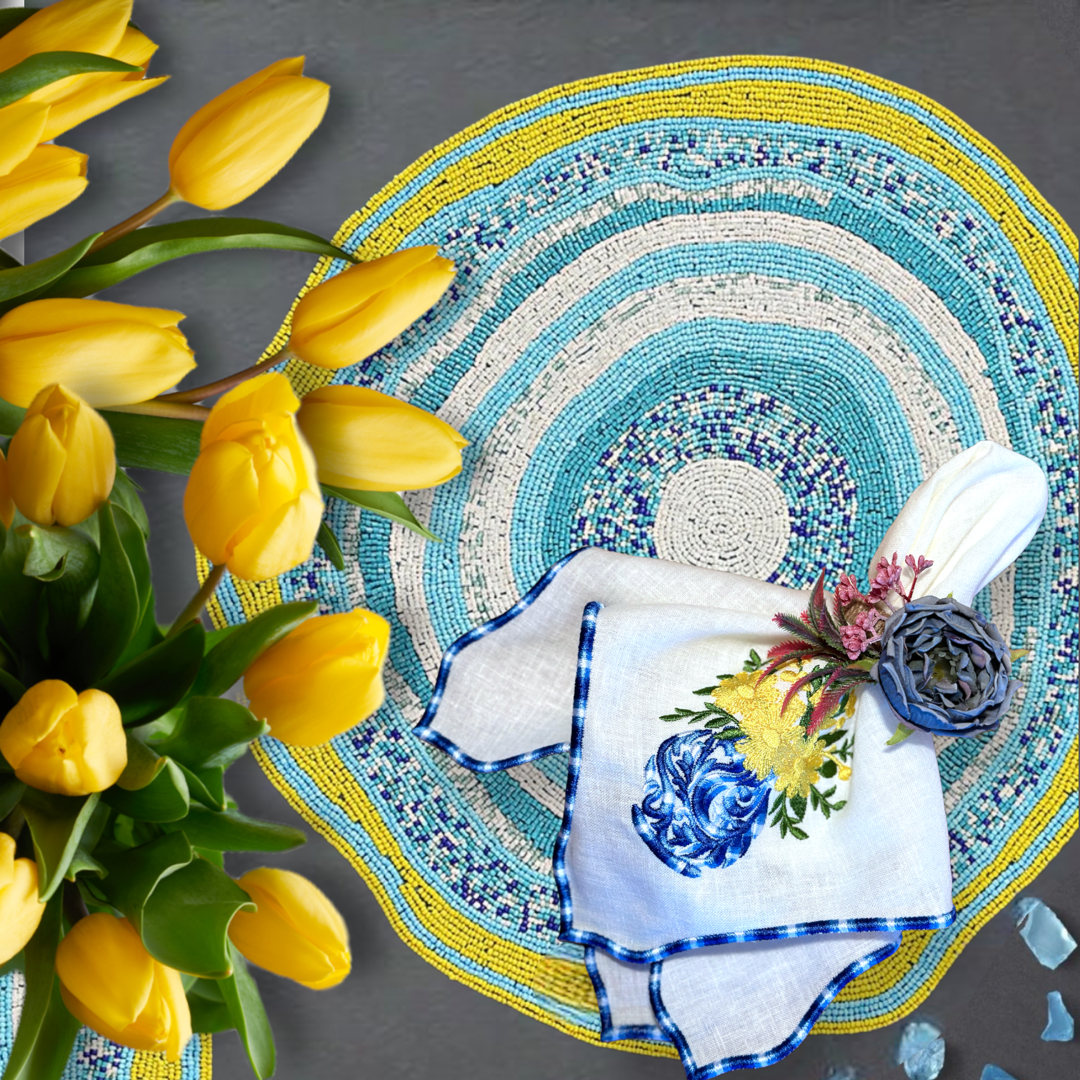 Yellow Pattern Napkins Yellow wedding napkins | Honestweddingadvice.com