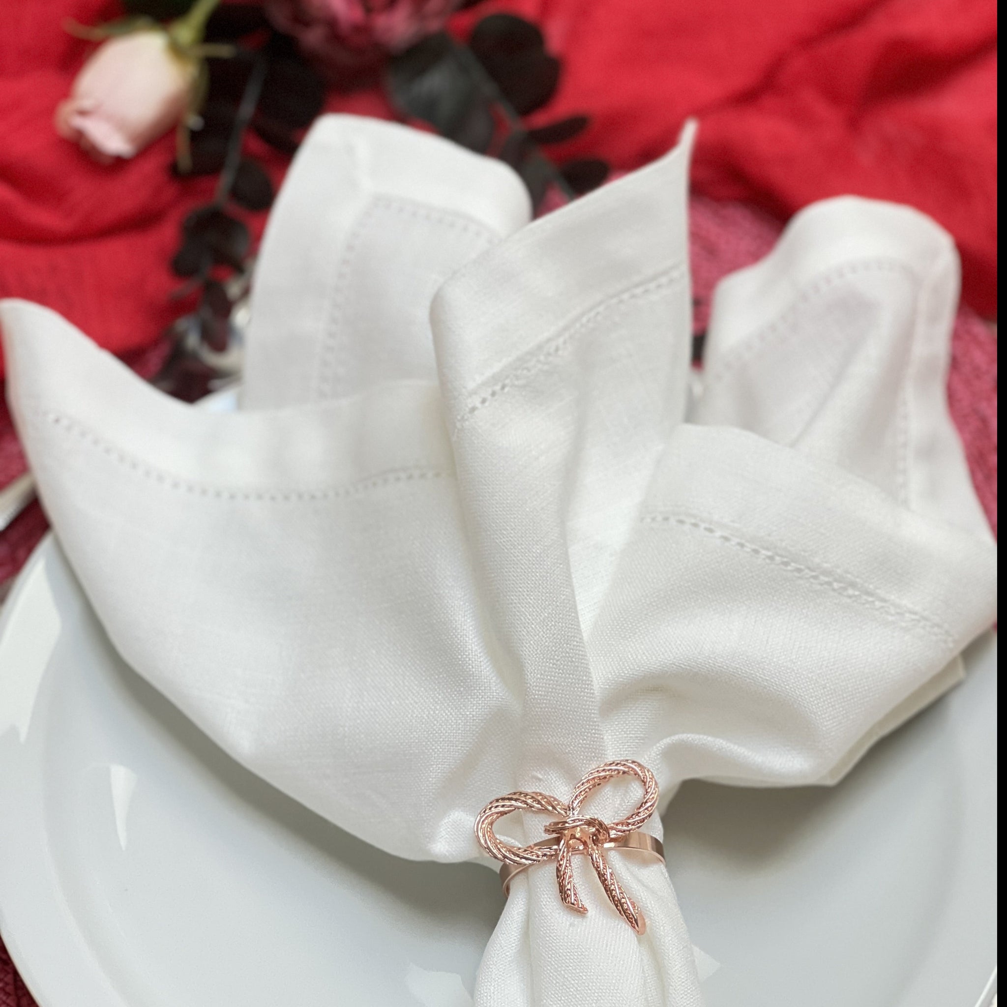 Rose Gold Bow Napkin Rings (4pcs/set)