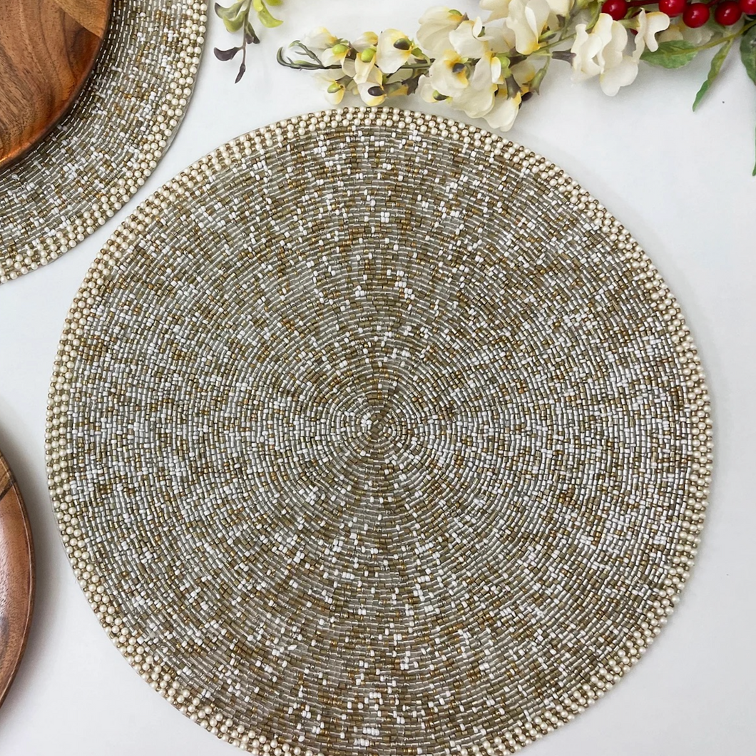 Champagne Classy Beaded Placemats