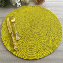 Load image into Gallery viewer, Handmade Yellow Lemon Beaded Placemats (Set of 2)
