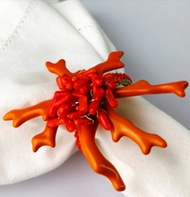 Load image into Gallery viewer, Wedding Decoration, Orange coral napkin rings, turquoise coral napkin rings, tropical table decor, tropical napkin rings, Tabletop Decor, Party Wedding Set, party, Ornament Table Setting, Napkin Rings Wholesale, Napkin Ring Buckles, napkin decor, Holiday Napkin Ring, Holiday Napkin Holder, Dinner Table Rings, Dinner Table Decor, Decorative Serviette Ring, Decoration for Wedding, coral napkin rings, coral, colorful napkin rings, beach table decor, beach set up, beach napkin rings, beach decoration
