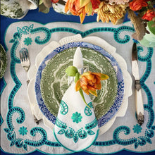 Load image into Gallery viewer, Turquoise Embroidered Linen Napkins
