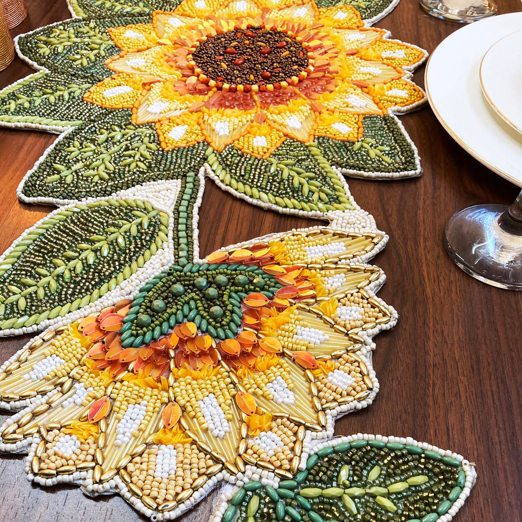 Sunflower Handmade Beaded Table Runner