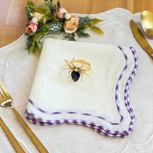 Load image into Gallery viewer, Purple Embroidered Linen Napkins
