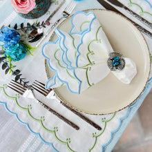Load image into Gallery viewer, Blue &amp; Green Fan Linen Placemats

