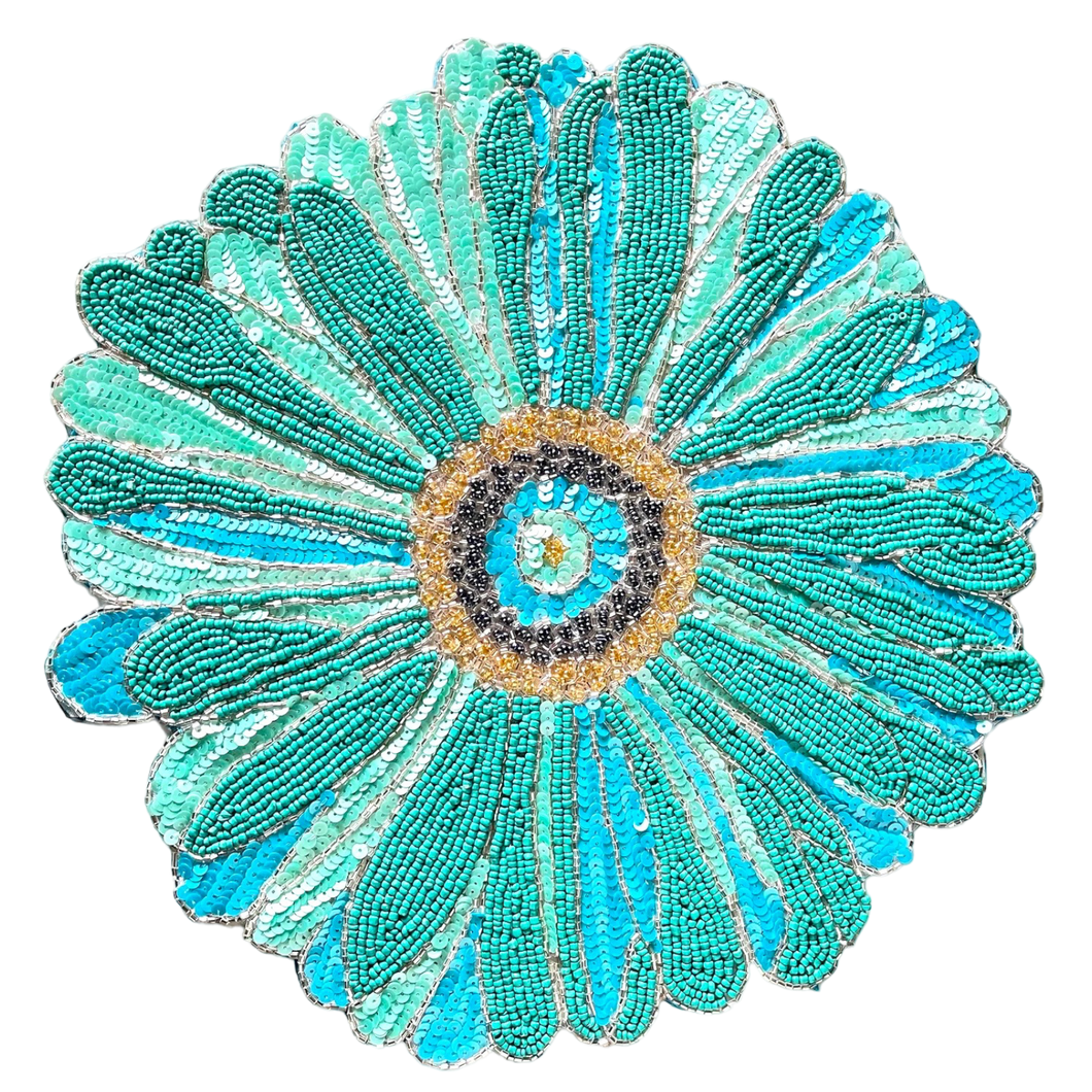 Floral Turquoise Beaded Placemats (Set of 2)