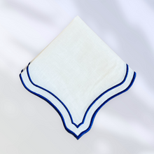Load image into Gallery viewer, Royal Blue Embroidered Linen Napkins
