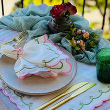 Load image into Gallery viewer, Pink &amp; Green Fan Linen Napkins
