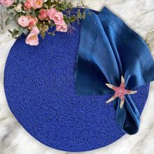 Load image into Gallery viewer, Blue Beaded Placemats, Blue Placemats, Handmade Blue Placemats

